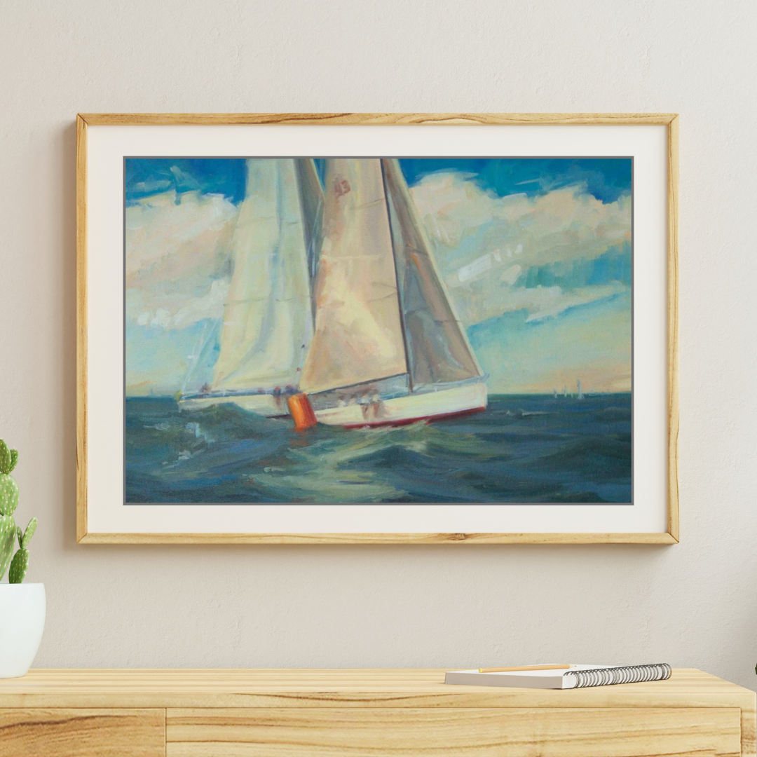 Rounding the Mark - Unframed Print of Original Oil Painting