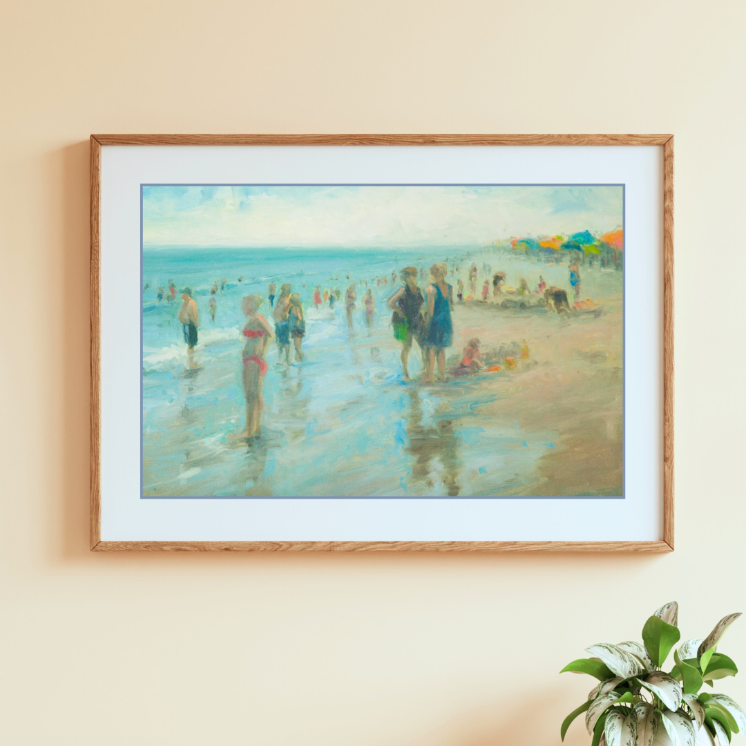 Beach Conversations -  Unframed Print of Original Oil Painting