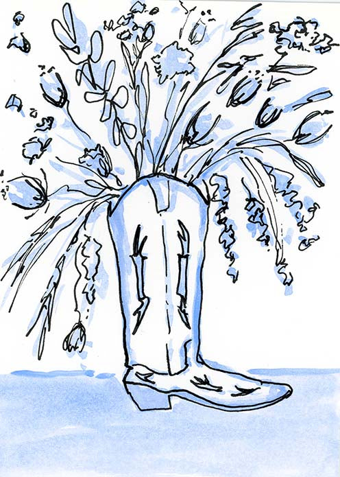 Blue Boots and Flowers 2
