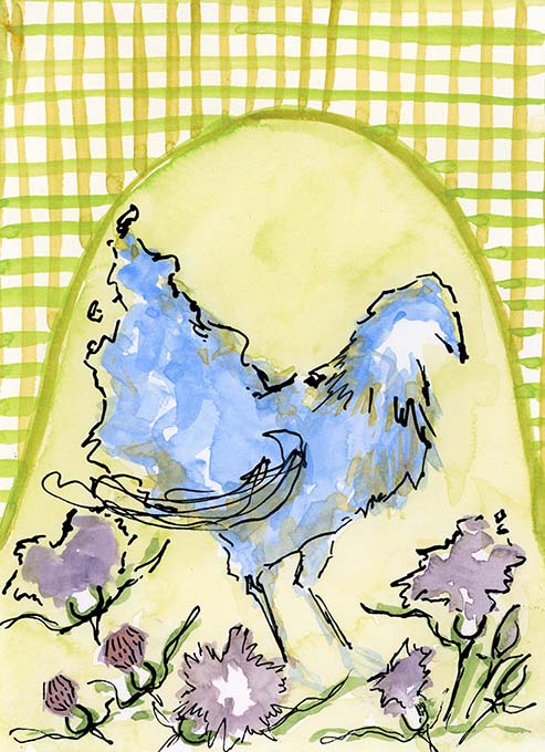 Blue Hen with Plaid