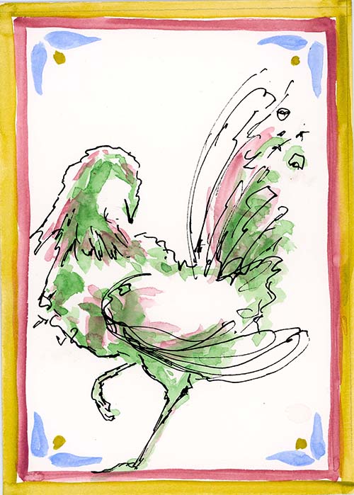 Green and Pink Hen 2