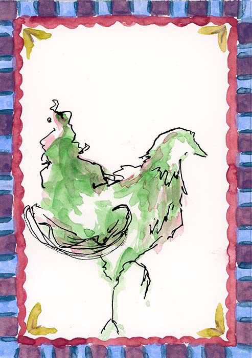 Green and Pink Hen 3