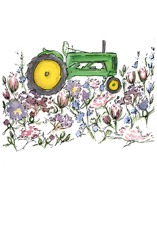 Tractor and Flowers