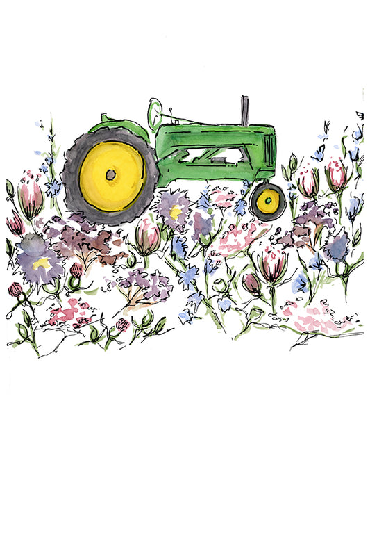 Tractor and Flowers